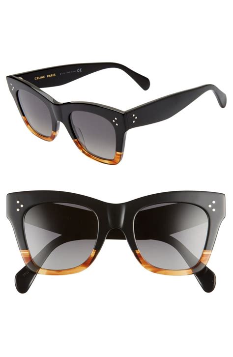 celine round sunglasses black|Celine 50mm polarized square sunglasses.